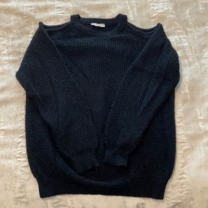 IRO black sweater with cut outs in the shoulders. Soft, cute winter sweater.